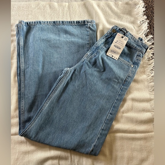 Zara Light Blue high rise bootcut leg full length - Picture 8 of 12